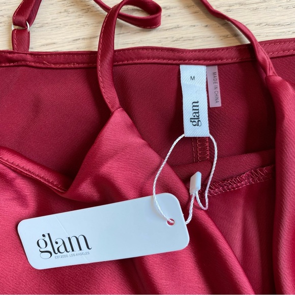 NEW Satin Camisole, Burgundy/Wine Red, Cowl Neck, Adjustable Straps, Romantic, M - Picture 6 of 8